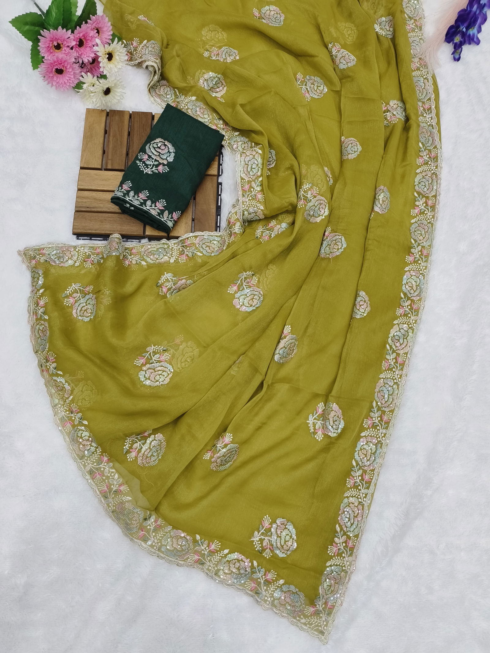 3M Designer Gold Coin Shimmer Party Wear Sarees Wholesale Shop In Surat